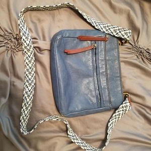Fossil goat skin blue crossbody bag